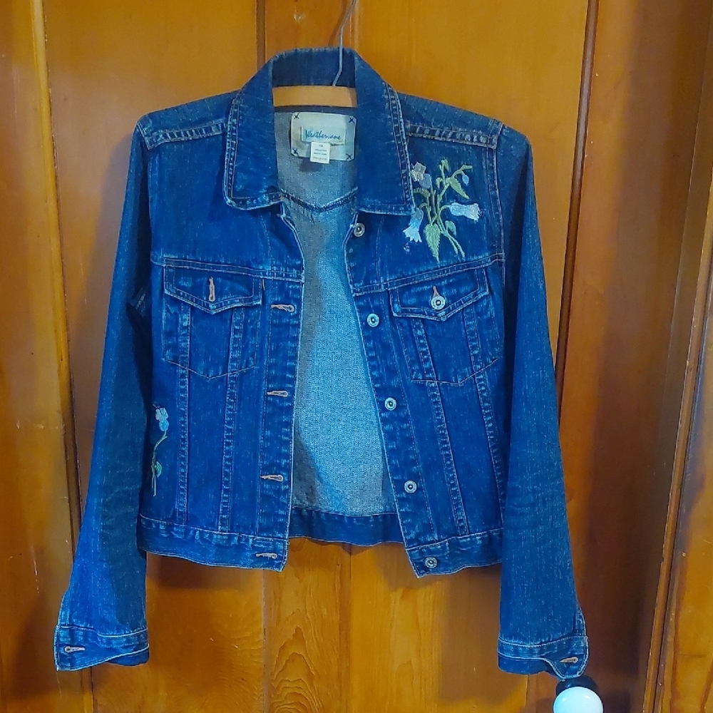 Y2k Westhervane Blue Jean Jacket with Embroidery